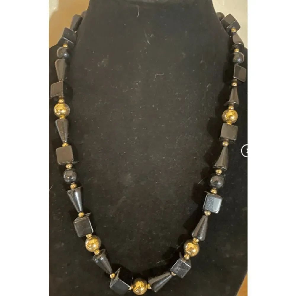 Vintage Trifari Black Beaded Necklace